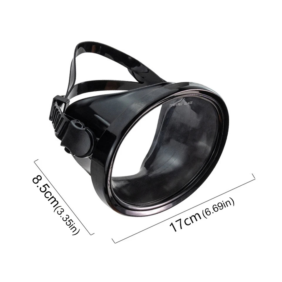 Oval Diving Mask Single Lens Scuba Mask Tempered Glass Lens Scuba Goggles Anti-Fog Anti-Leak for Underwater Adventures