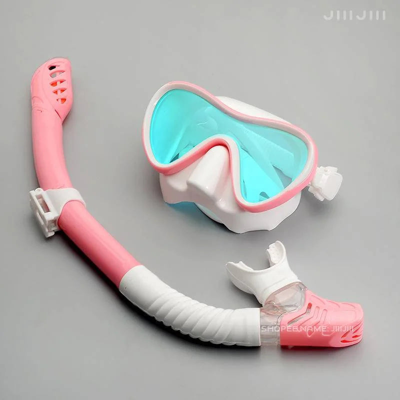 JUNHAIINS Professional Silicone Snorkel Mask Breathing tube Anti Fog Tempered Glass Swimming Snorke Set for Water Sport