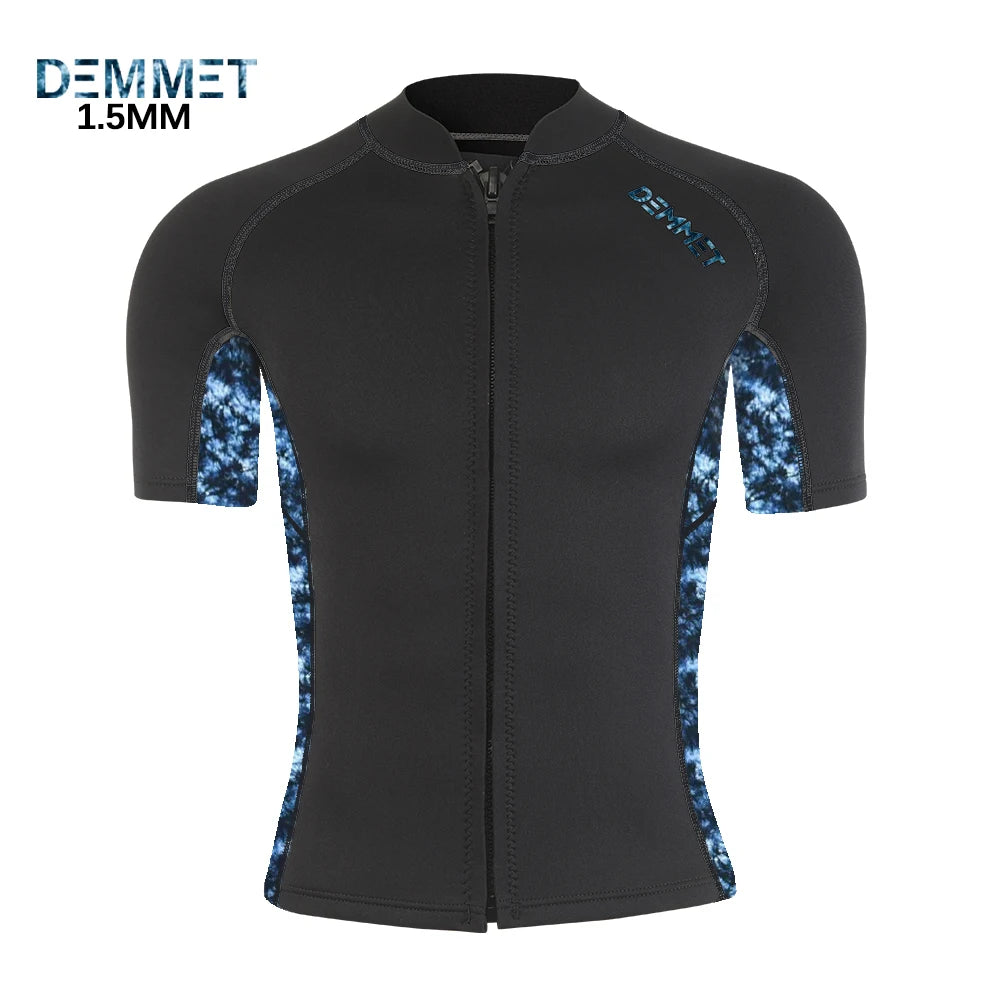DEMMET Short Wetsuit Men Neoprene Diving Suit Split Sleeve Women Wet Suit Front Zip Spearfishing Swim Surfing Swimwear 1.5MM/3MM