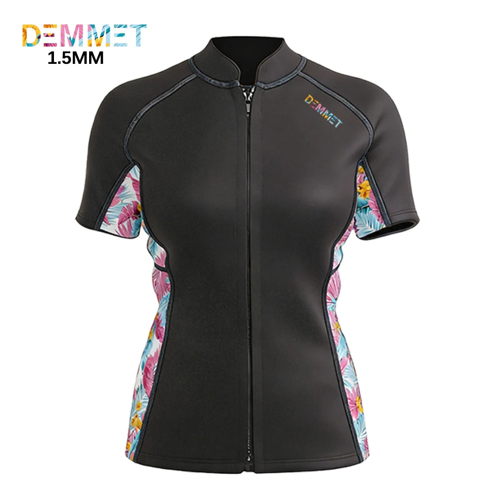 DEMMET Short Wetsuit Men Neoprene Diving Suit Split Sleeve Women Wet Suit Front Zip Spearfishing Swim Surfing Swimwear 1.5MM/3MM