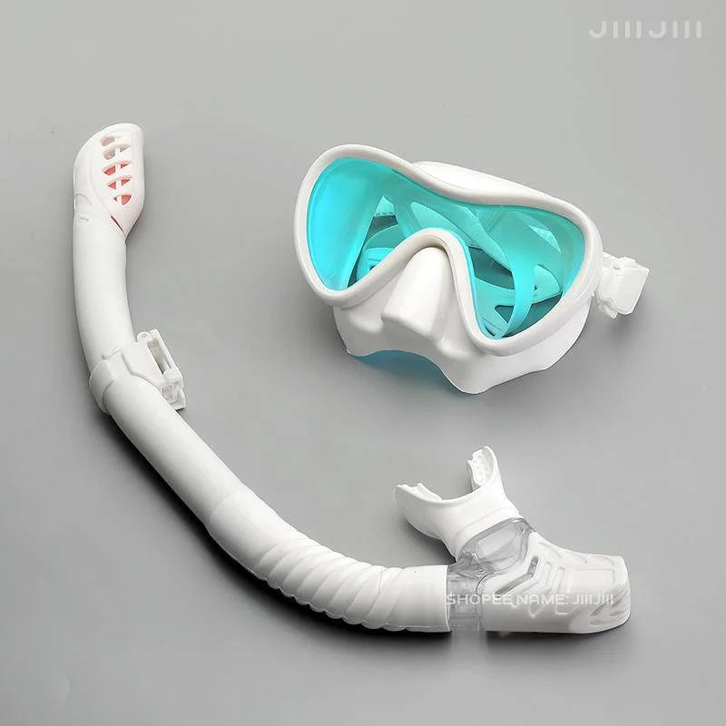 JUNHAIINS Professional Silicone Snorkel Mask Breathing tube Anti Fog Tempered Glass Swimming Snorke Set for Water Sport