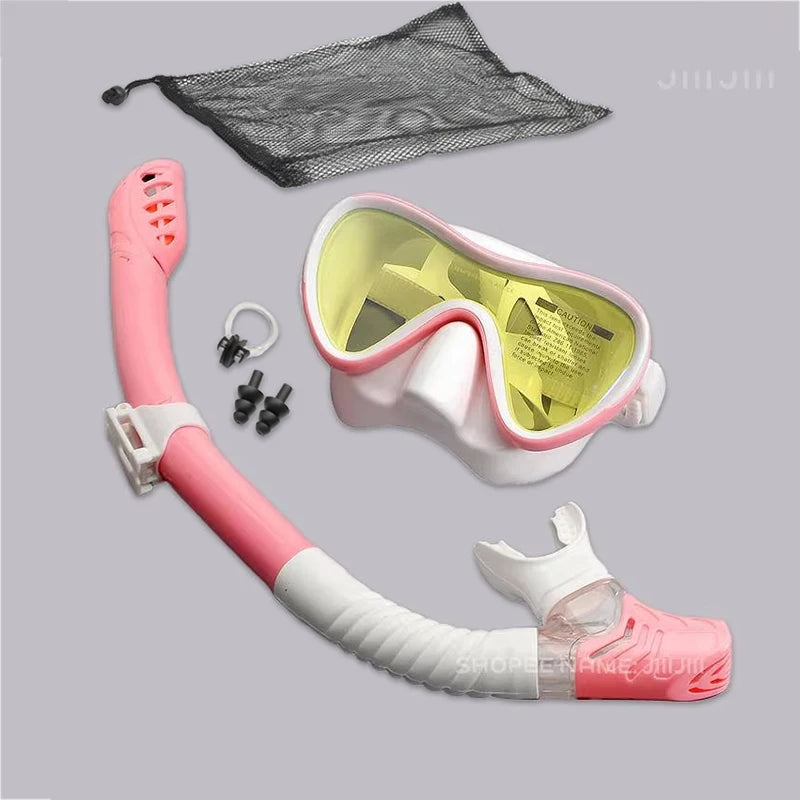 JUNHAIINS Professional Silicone Snorkel Mask Breathing tube Anti Fog Tempered Glass Swimming Snorke Set for Water Sport