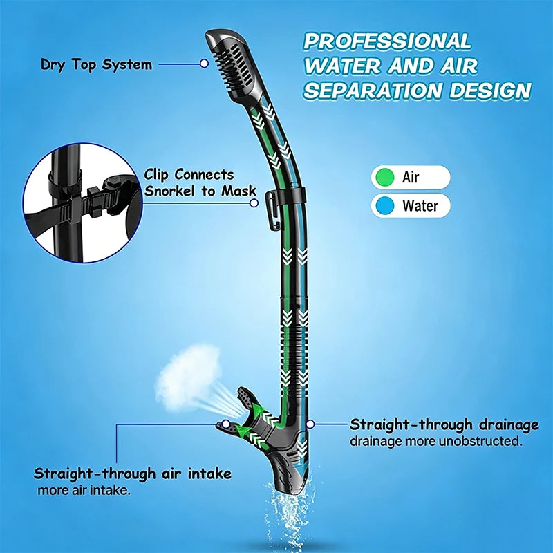 JUNHAIINS Professional Silicone Snorkel Mask Breathing tube Anti Fog Tempered Glass Swimming Snorke Set for Water Sport
