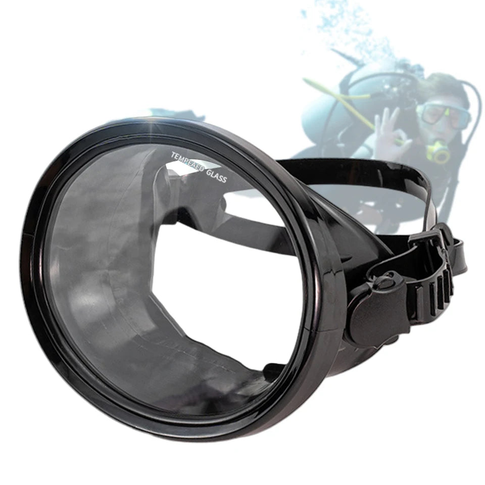 Oval Diving Mask Single Lens Scuba Mask Tempered Glass Lens Scuba Goggles Anti-Fog Anti-Leak for Underwater Adventures
