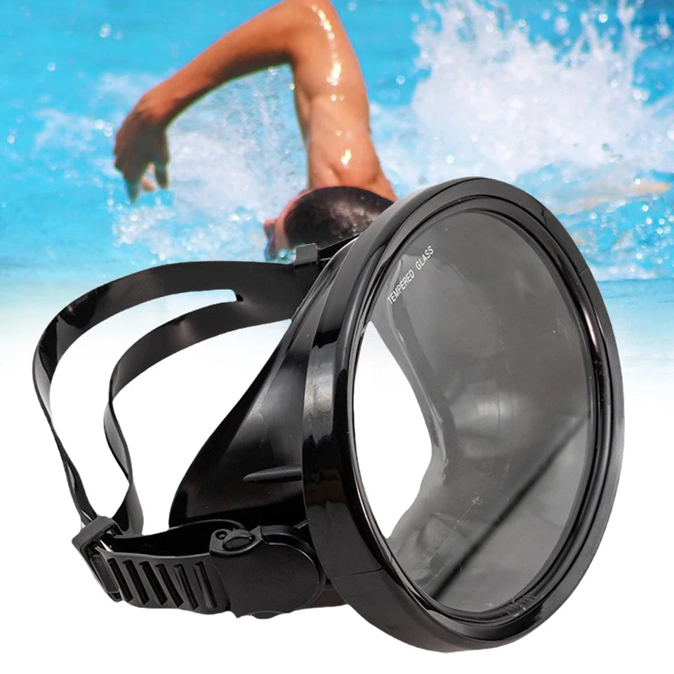Oval Diving Mask Single Lens Scuba Mask Tempered Glass Lens Scuba Goggles Anti-Fog Anti-Leak for Underwater Adventures