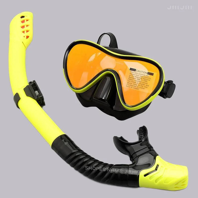 JUNHAIINS Professional Silicone Snorkel Mask Breathing tube Anti Fog Tempered Glass Swimming Snorke Set for Water Sport