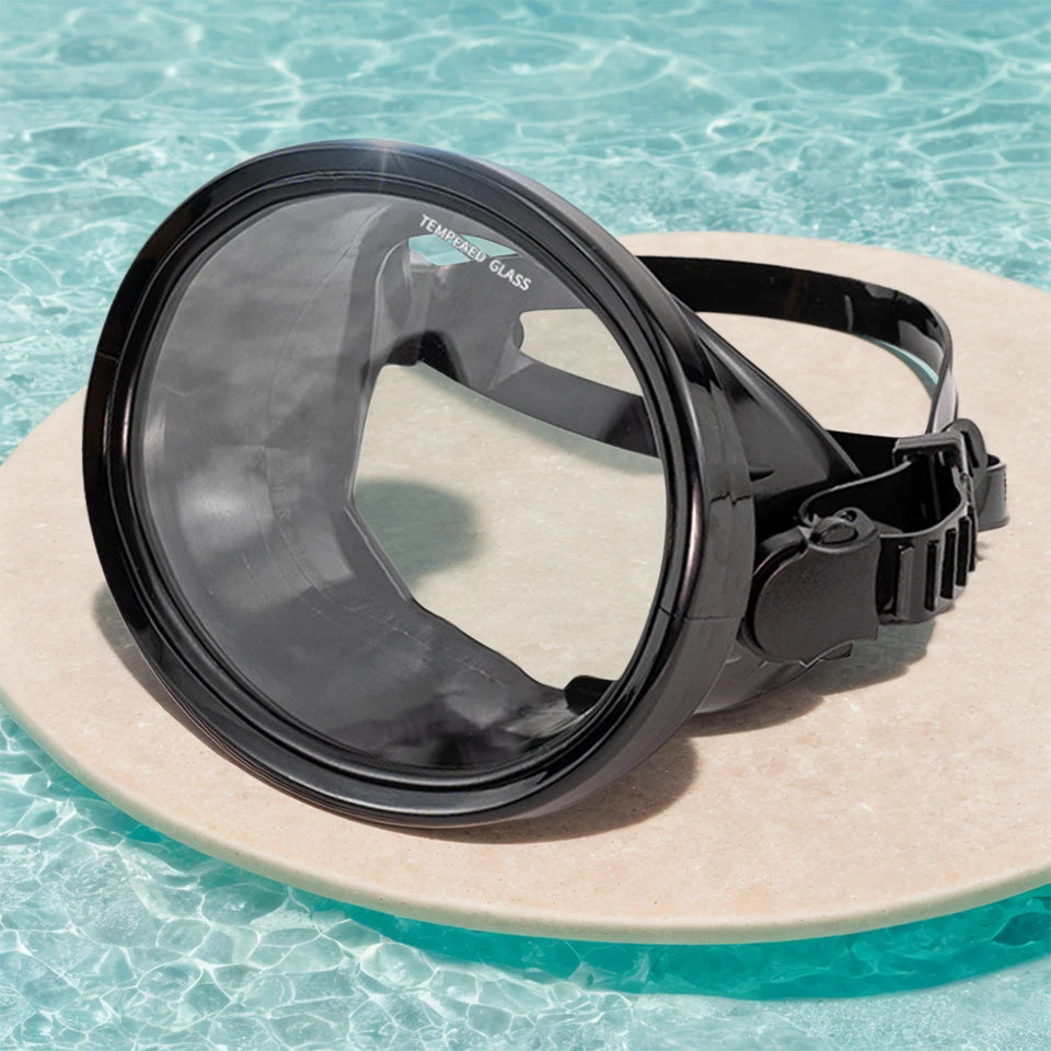 Oval Diving Mask Single Lens Scuba Mask Tempered Glass Lens Scuba Goggles Anti-Fog Anti-Leak for Underwater Adventures