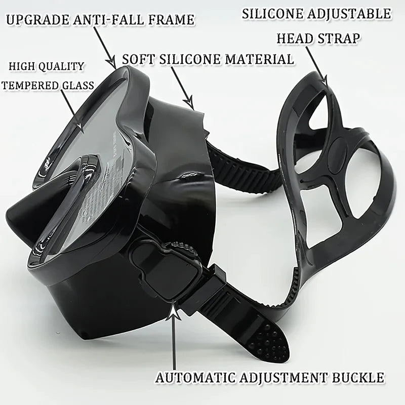 JUNHAIINS Professional Silicone Snorkel Mask Breathing tube Anti Fog Tempered Glass Swimming Snorke Set for Water Sport