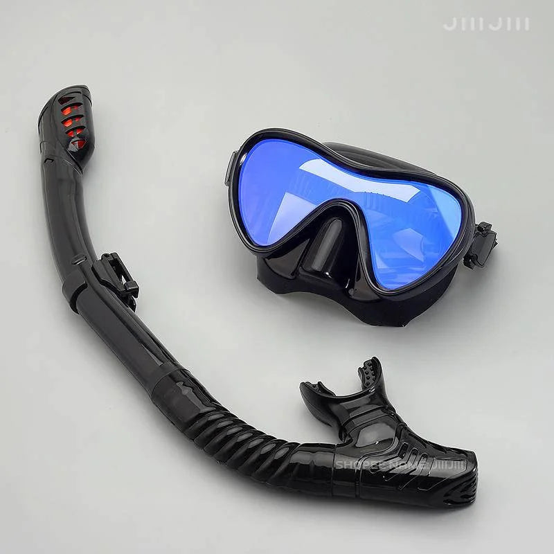 JUNHAIINS Professional Silicone Snorkel Mask Breathing tube Anti Fog Tempered Glass Swimming Snorke Set for Water Sport