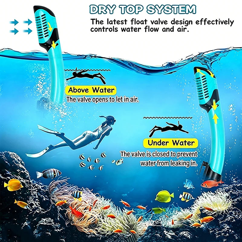 JUNHAIINS Professional Silicone Snorkel Mask Breathing tube Anti Fog Tempered Glass Swimming Snorke Set for Water Sport