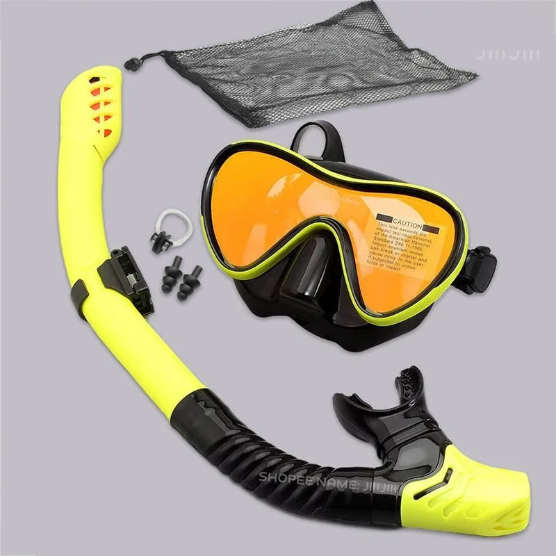 JUNHAIINS Professional Silicone Snorkel Mask Breathing tube Anti Fog Tempered Glass Swimming Snorke Set for Water Sport