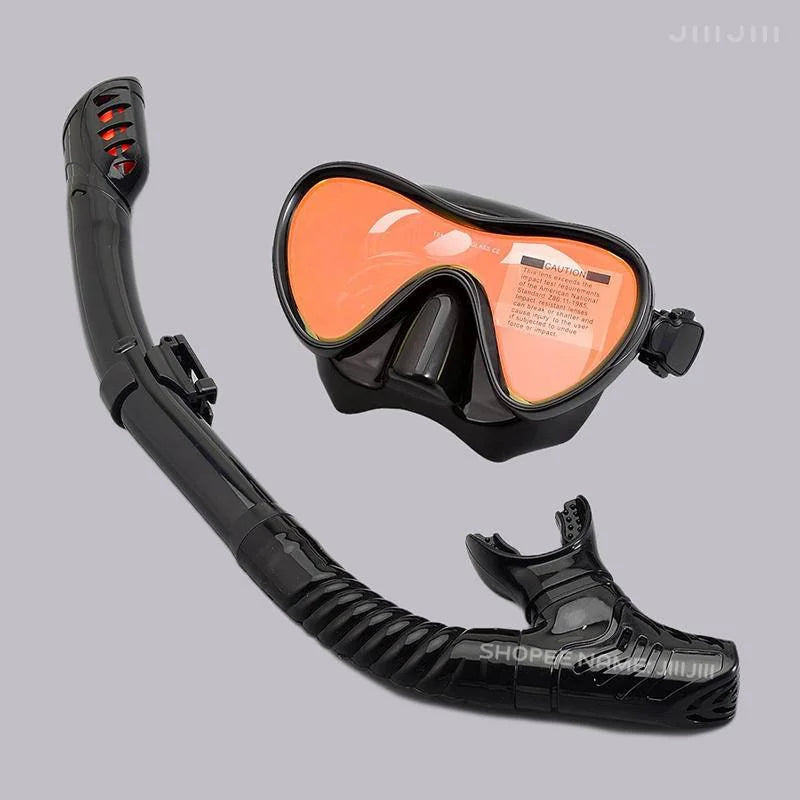 JUNHAIINS Professional Silicone Snorkel Mask Breathing tube Anti Fog Tempered Glass Swimming Snorke Set for Water Sport