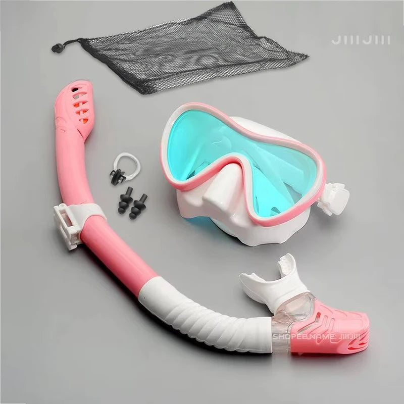 JUNHAIINS Professional Silicone Snorkel Mask Breathing tube Anti Fog Tempered Glass Swimming Snorke Set for Water Sport