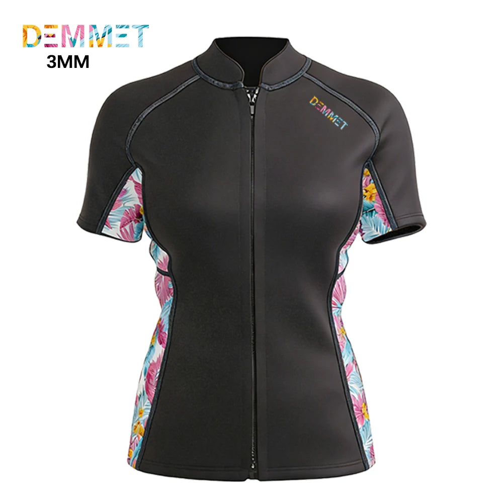 DEMMET Short Wetsuit Men Neoprene Diving Suit Split Sleeve Women Wet Suit Front Zip Spearfishing Swim Surfing Swimwear 1.5MM/3MM