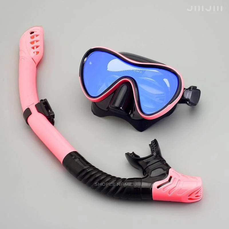 JUNHAIINS Professional Silicone Snorkel Mask Breathing tube Anti Fog Tempered Glass Swimming Snorke Set for Water Sport
